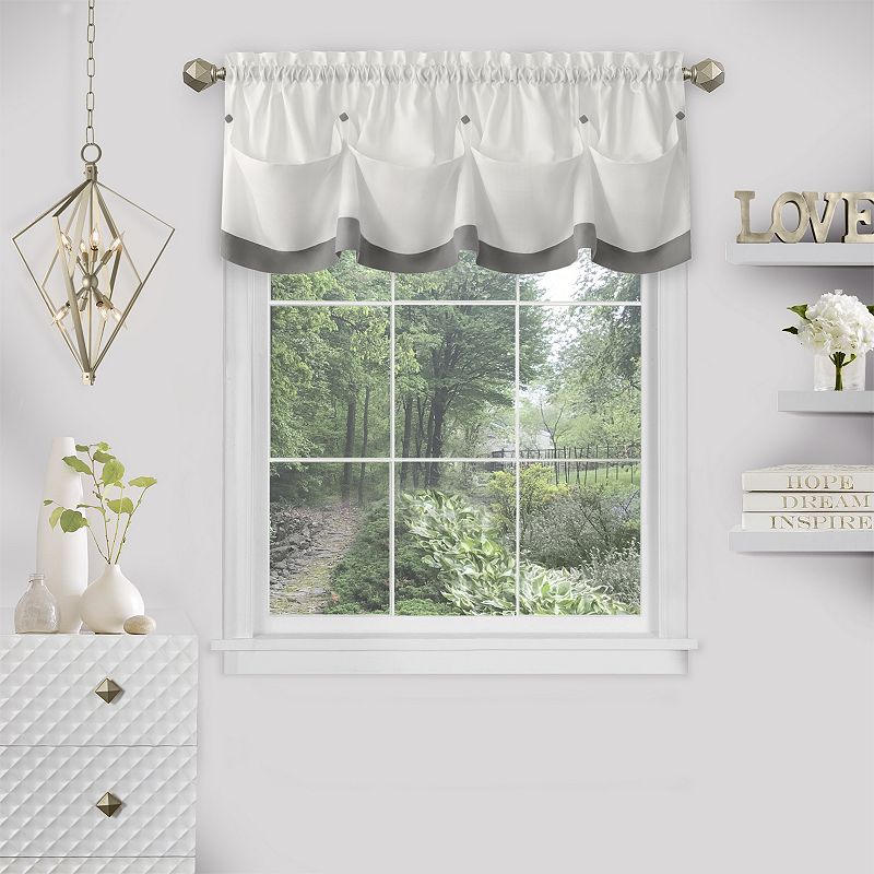 Achim Lana Window Curtain Valance, Grey, 58X14