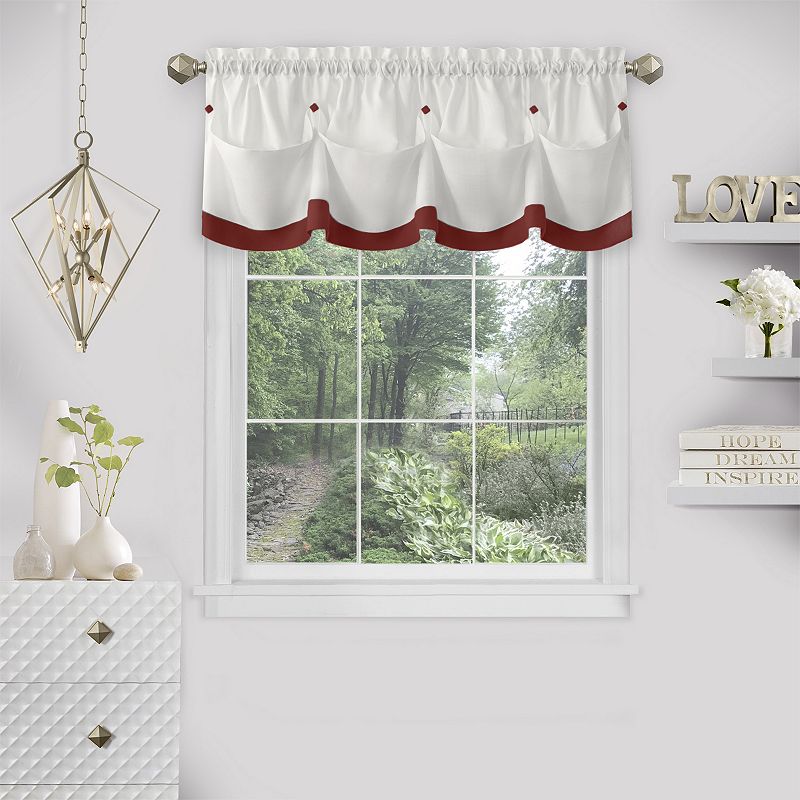 Achim Lana Window Curtain Valance, Red, 58X14