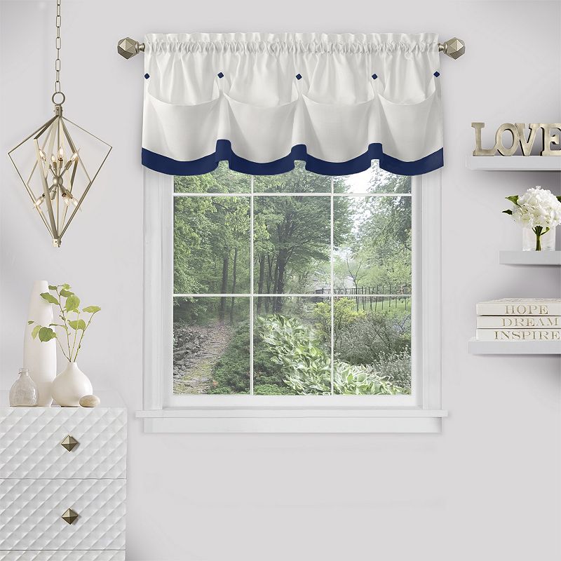 Achim Lana Window Curtain Valance, Blue, 58X14