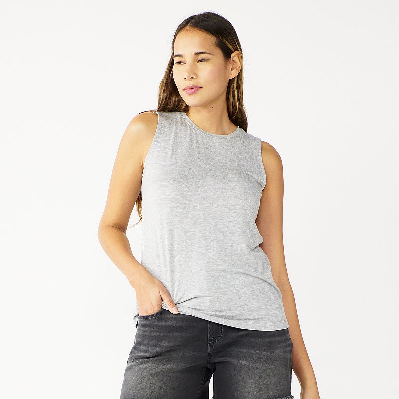 Nine West Essential Easy High-Neck Tank, Womens, Size: XS, Med Grey