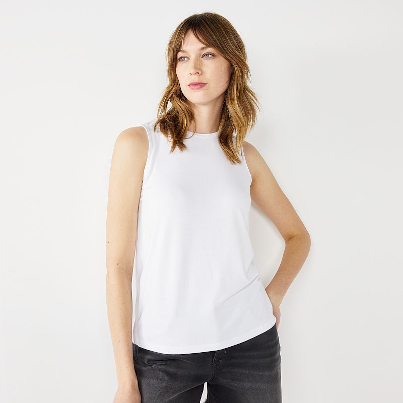 Nine West Essential Easy High-Neck Tank, Womens, Size: Large, White