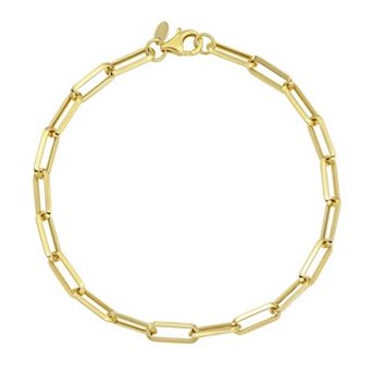 10k Gold Polished Paper Clip Chain Bracelet