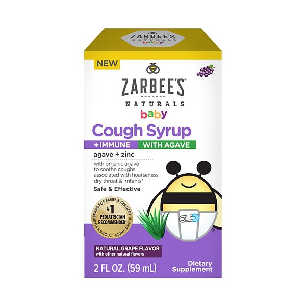 Zarbees Baby Cough Syrup + Immune with Organic Agave & Zinc - Natural Grape Flavor - 2 fl oz