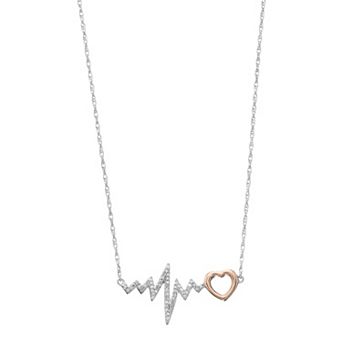 Two Tone Sterling Silver 1/10 Carat T.W. Diamond Necklace