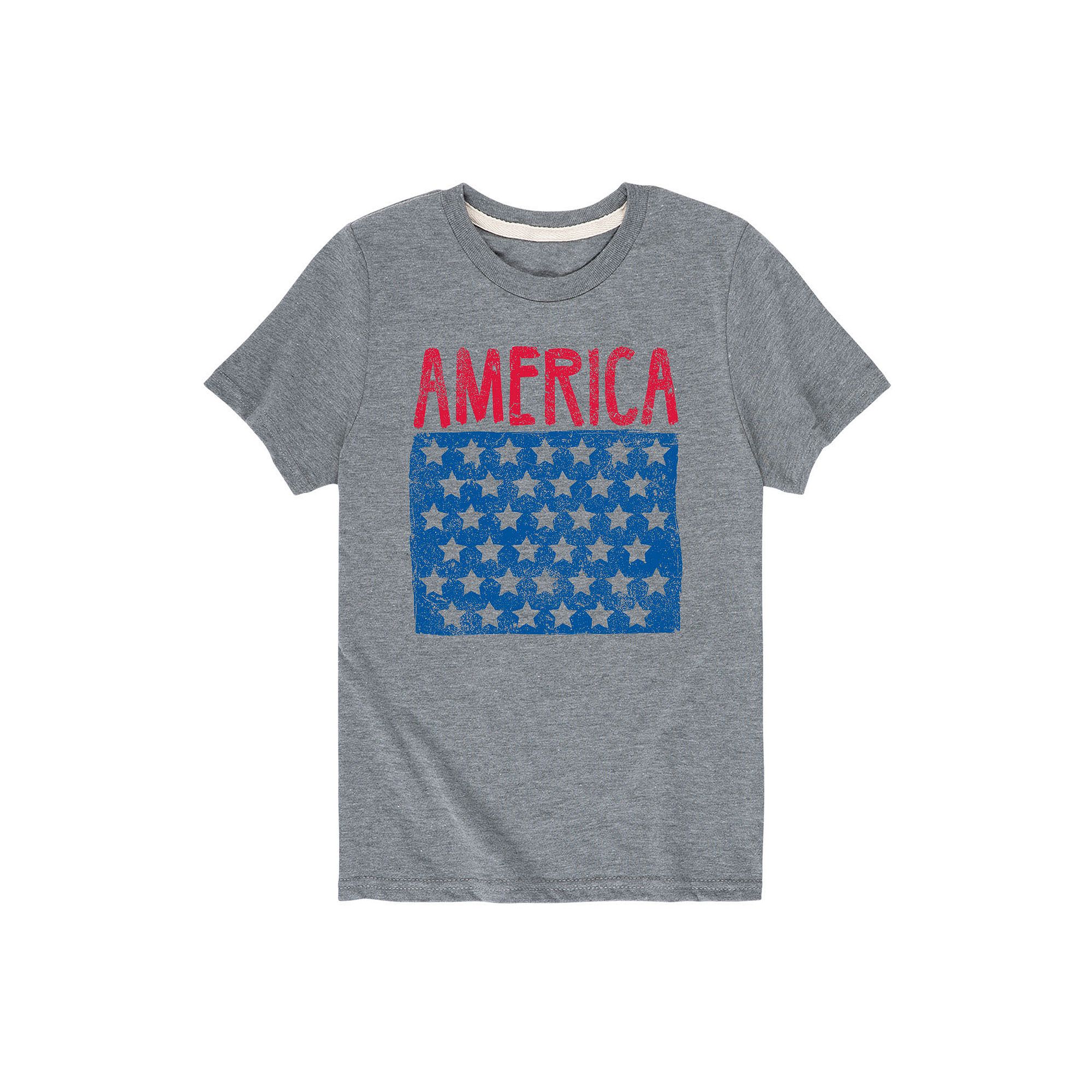 Boys 8-20 America With Stars Tee, Boys, Size: Medium, Gray