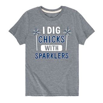 Boys 8-20 Dig Chicks With Sparklers Tee