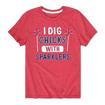 Boys 8-20 Dig Chicks With Sparklers Tee