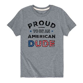 Boys 8-20 Proud To Be American Dude Tee
