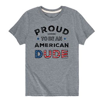 Boys 8-20 Proud To Be American Dude Tee