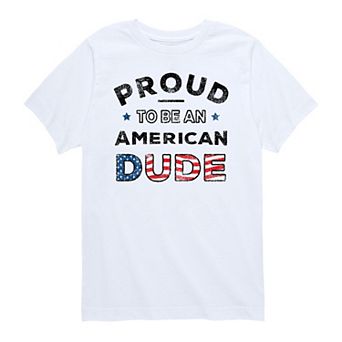 Boys 8-20 Proud To Be American Dude Tee