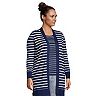 Plus Size Lands' End Striped Long Open-Front Cardigan Sweater