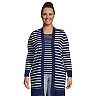 Plus Size Lands' End Striped Long Open-Front Cardigan Sweater