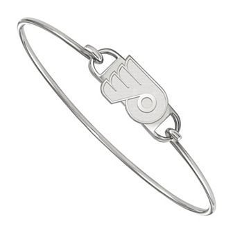 LogoArt Sterling Silver Philadelphia Flyers Small Wire Bangle Bracelet
