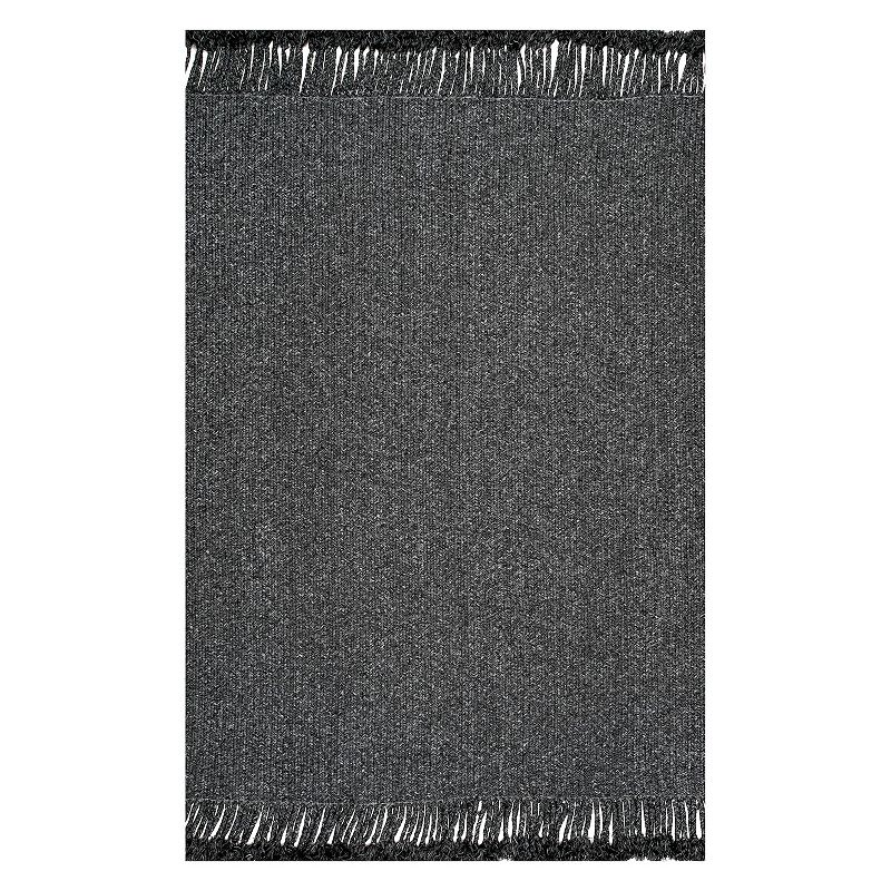 nuLOOM Braided Courtney Tassel Indoor Outdoor Rug, Grey, 12X15 Ft