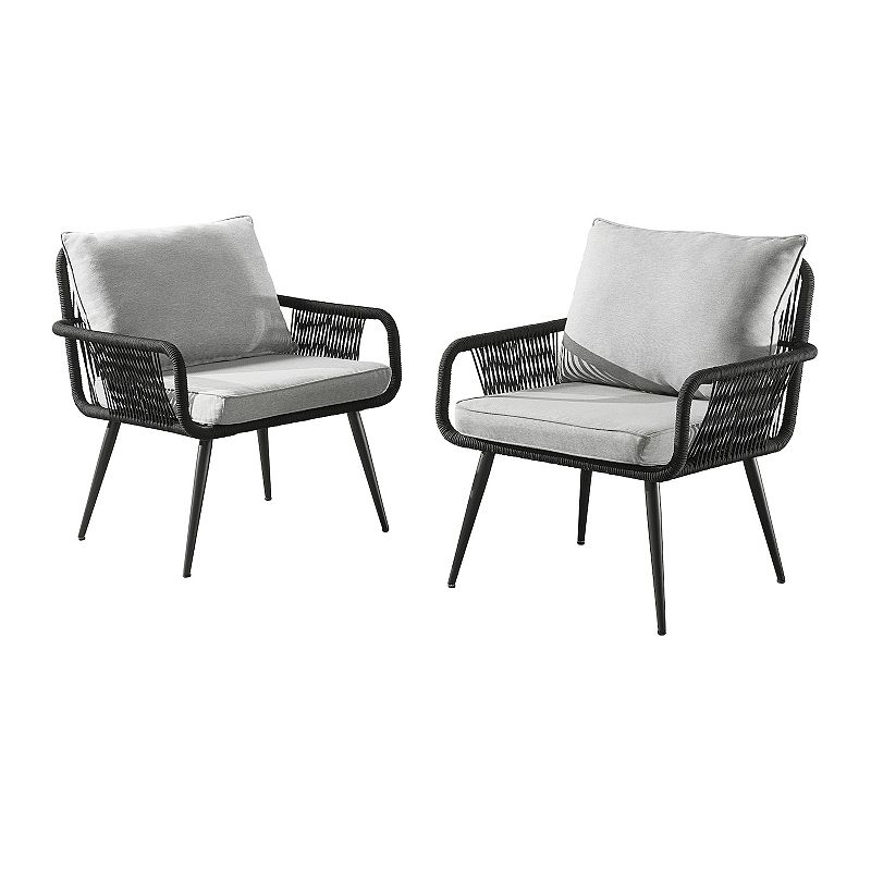 Alaterre Furniture Andover All-Weather Outdoor Accent Chair 2-piece Set, Bl