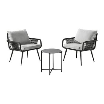 Alaterre Furniture Andover All-Weather Outdoor Patio Chair & End Table 3 pc Set