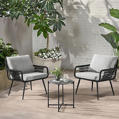 Alaterre Furniture Andover All-Weather Outdoor Patio Chair & End Table 3-piece Set