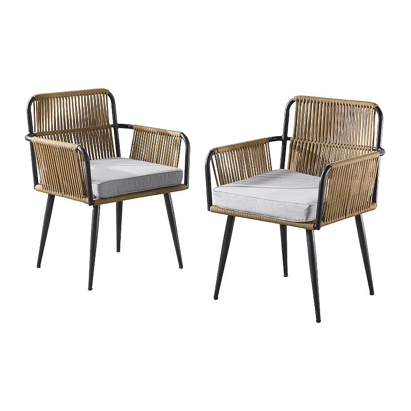 Alaterre Furniture Alburgh All-Weather Outdoor Accent Chair 2-piece Set, Bl