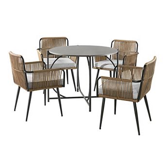 Alaterre Furniture Alburgh All-Weather Outdoor Bistro Chair & Dining Table 5 pc Set