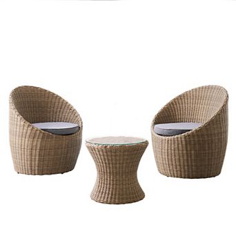 Alaterre Furniture Strafford All-Weather Wicker Outdoor Chair & End Table 3 pc Set