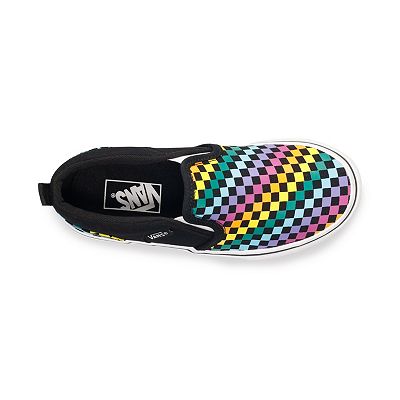 Vans Asher Rainbow Checker Kids Slip On Shoes