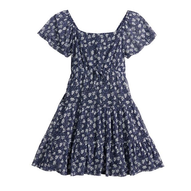 Girls 7 16 Three Pink Hearts Power Mesh Dress in Regular Plus