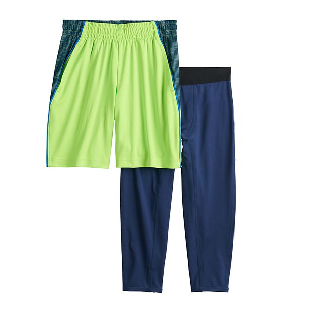 Tek Gear DRYTEC Boys Track Pants L 14/16 Blue Green Pockets Elastic  Waistline
