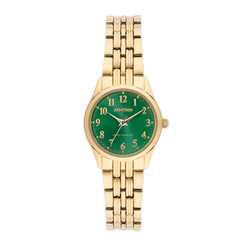 Armitron Women's Gold Tone Green Dial Watch 75-5304GNGP