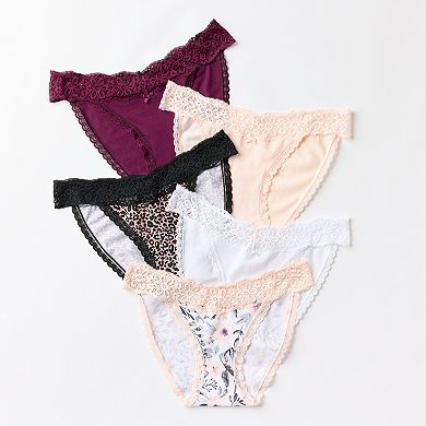 SO® Cotton & Lace String Bikini Panty