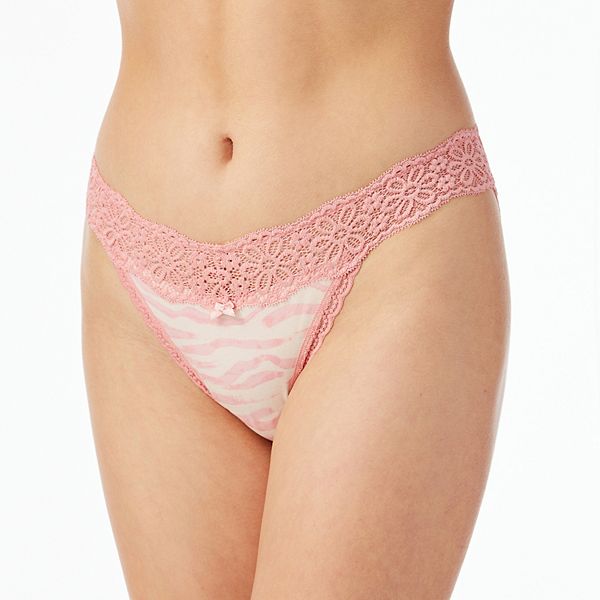 Juniors' SO® Lace String Bikini Panty SO75001 Pink Zebra (SMALL) Deal BrickSeek
