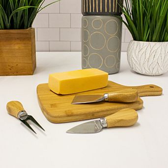 BergHOFF Bamboo Paddle Cutting Board & Cheese Knife Set