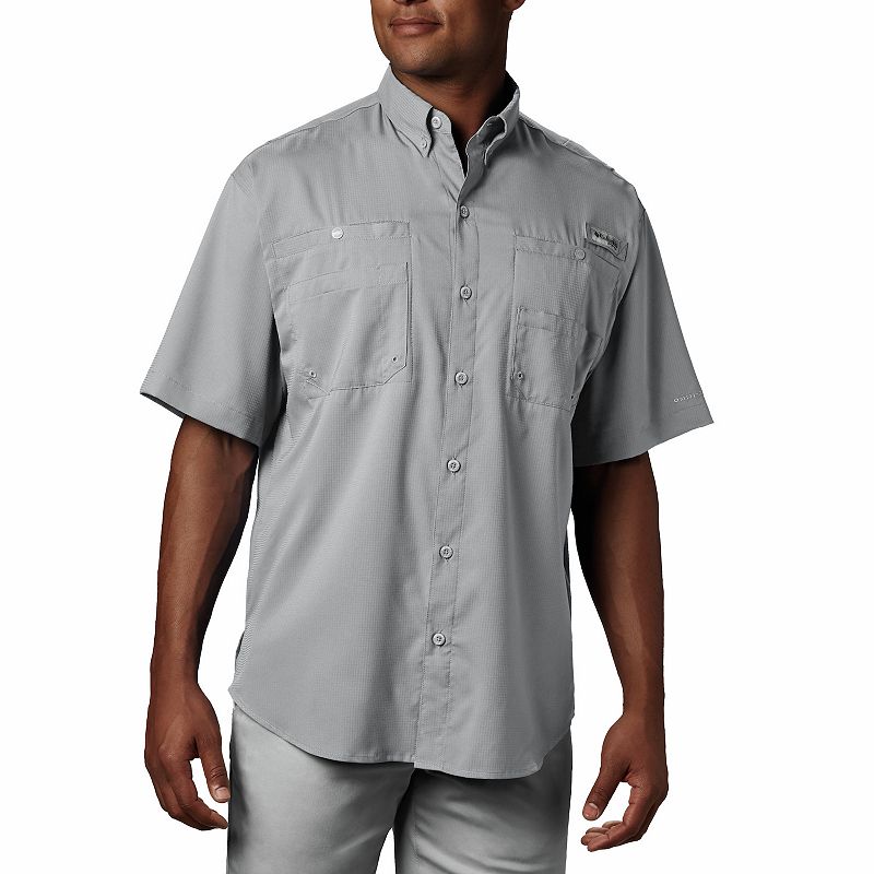 Mens Columbia Tamiami Button-Down Shirt, Size: 3XB, Grey