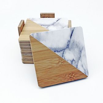 BergHOFF 7 pc Two-Tone Bamboo Coaster Set