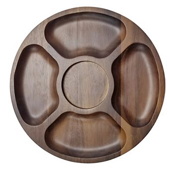 BergHOFF 13 in Round Divided Acacia Wood Tray