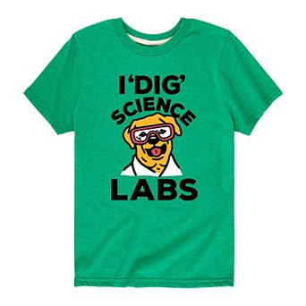 Boys 8-20 "I Dig Science Labs" Dog Tee