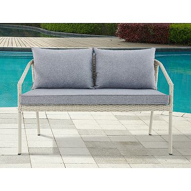 Alaterre Furniture Windham All-Weather Wicker Outdoor Loveseat Bench