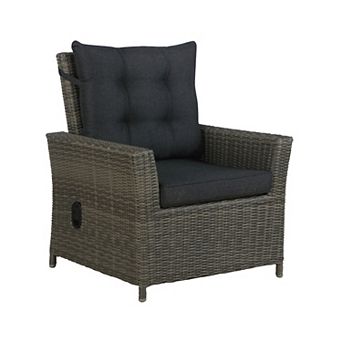 Alaterre Furniture Asti All-Weather Wicker Outdoor Chair & Ottoman 4 pc Set