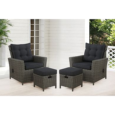 Alaterre Furniture Asti All-Weather Wicker Outdoor Chair & Ottoman 4-piece Set