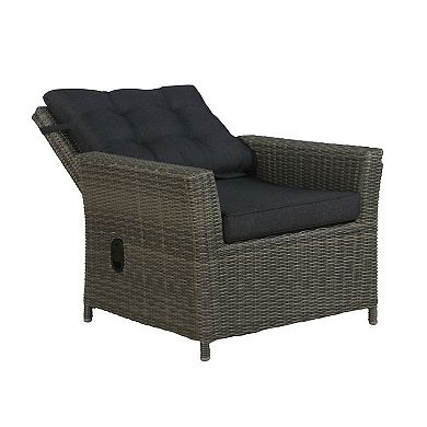 Alaterre Furniture Asti All-Weather Wicker Outdoor Chair & Ottoman 4-piece Set