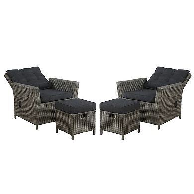 Alaterre Furniture Asti All-Weather Wicker Outdoor Chair & Ottoman 4-piece Set