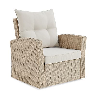Alaterre Furniture Canaan All-Weather Wicker Outdoor Chair & Ottoman 4-piece Set