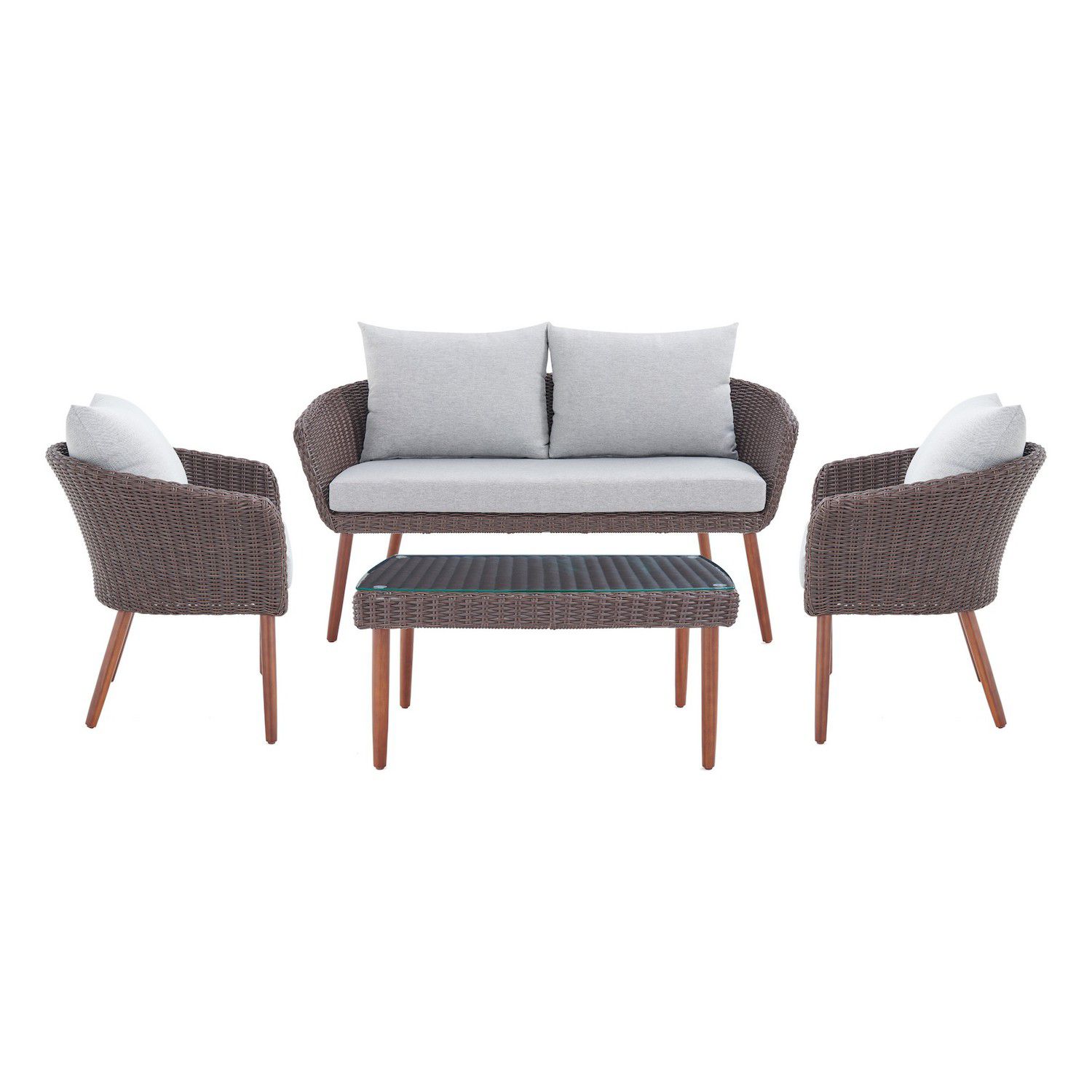 Crosley Furniture Tribeca 4 Piece Outdoor Wicker Seating Set in