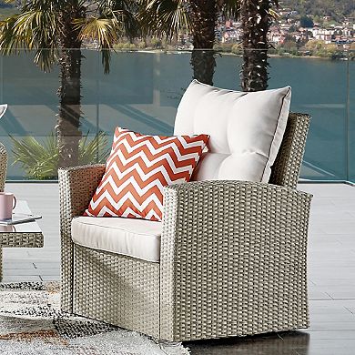 Alaterre Furniture Canaan All-Weather Wicker Outdoor Arm Chair
