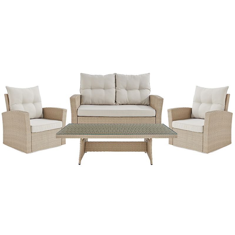 Alaterre Furniture Canaan All-Weather Wicker Outdoor Seating 4-piece Set, B
