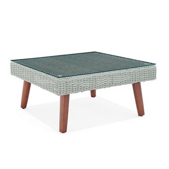 Alaterre Furniture Albany All Weather Wicker Square Patio Coffee Table