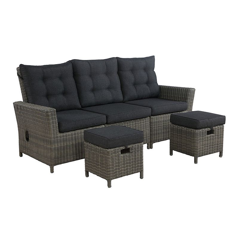 Alaterre Furniture Asti All-Weather Wicker Outdoor Seating 3-piece Set, Gre