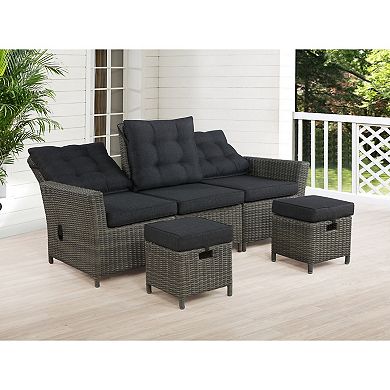 Alaterre Furniture Asti All-Weather Wicker Outdoor Seating 3-piece Set