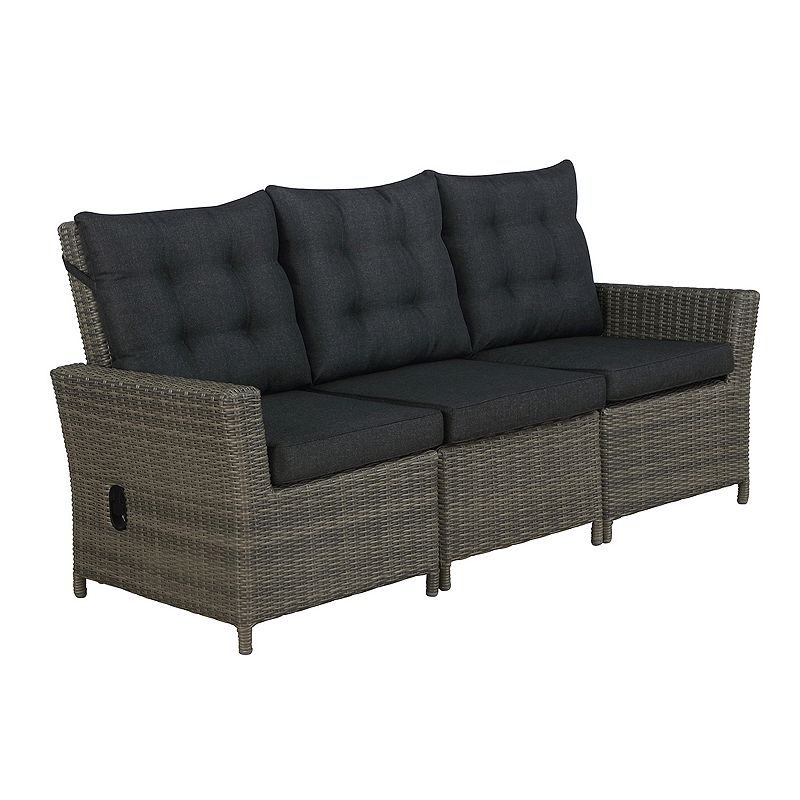 Alaterre Furniture Asti All-Weather Wicker Reclining Patio Sofa, Grey
