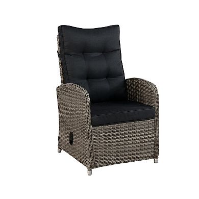 Alaterre Furniture Monaco All-Weather Wicker Outdoor Recliner Chair & Ottoman 2-piece Set
