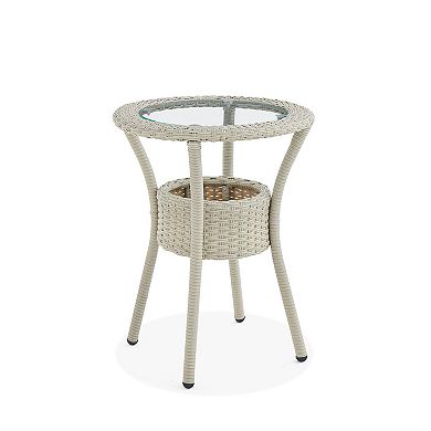 Alaterre Furniture Haven All-Weather Wicker Outdoor Recliner, Ottoman & End Table 5-piece Set